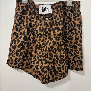 Dressed in LALA Leopard Print High Waist Shorts